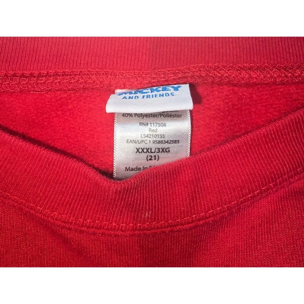 Vintage 90s Mickey & Friends Disney Red Sweatshirt Size 3X - 89